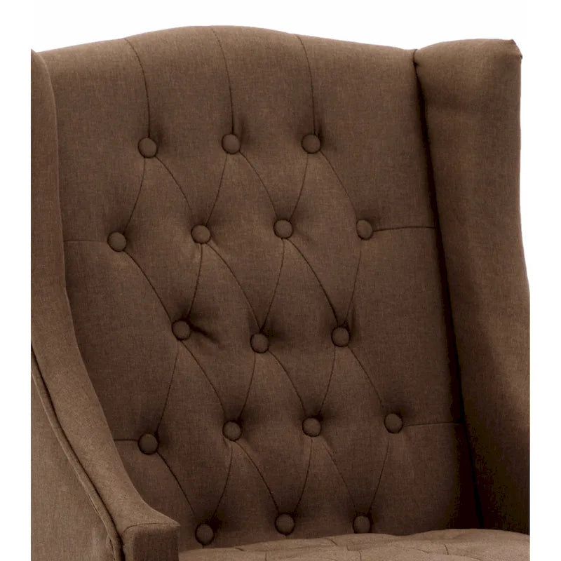 Poltrona con schienale alato e struttura in legno massello, poltrona moderna di metà secolo, poltrona decorativa con schienale extra spesso