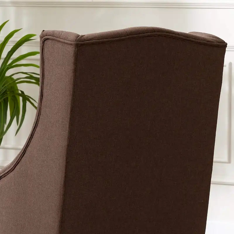 Poltrona con schienale alato e struttura in legno massello, poltrona moderna di metà secolo, poltrona decorativa con schienale extra spesso