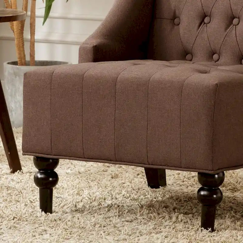Poltrona con schienale alato e struttura in legno massello, poltrona moderna di metà secolo, poltrona decorativa con schienale extra spesso