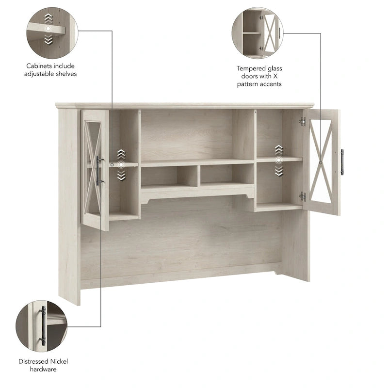 60W Landhaus-Aufsatzschrank mit Glastüren für Schreibtisch und Buffet