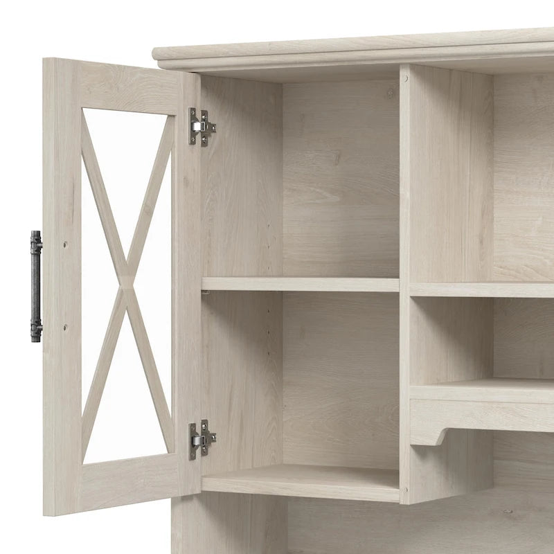 60W Landhaus-Aufsatzschrank mit Glastüren für Schreibtisch und Buffet