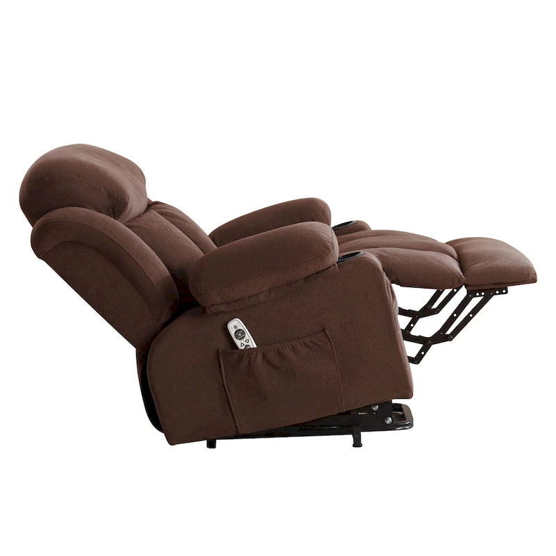 Grauer elektrischer Aufstehsessel mit Wärmefunktion, Massage, USB-Anschluss und Seitentaschen, mit Fernbedienung
