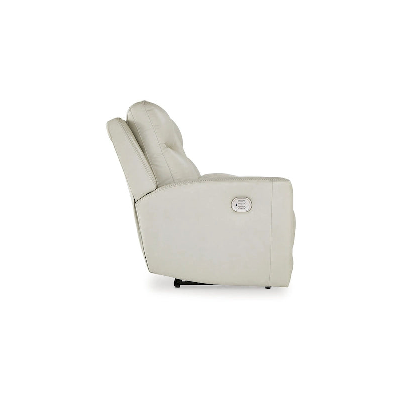 Divanetto reclinabile elettrico con consolle - pelle color cocco - 79W x 42D x 43H