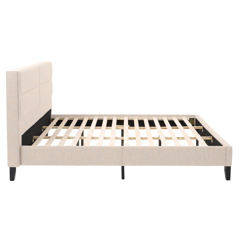 Breites getuftetes Kingsize-Polsterbett in Dunkelgrau