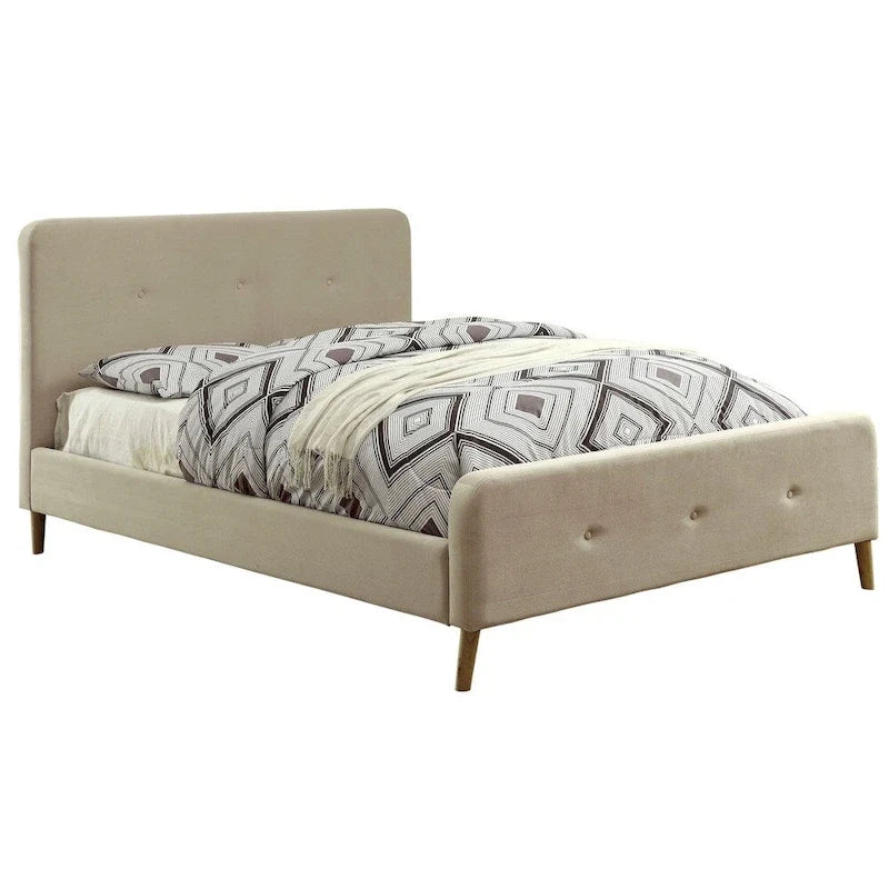 Letto moderno queen-size con base a piattaforma e testiera trapuntata in flanella