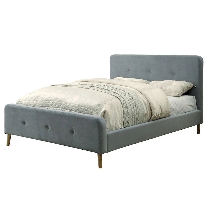 Letto moderno queen-size con base a piattaforma e testiera trapuntata in flanella