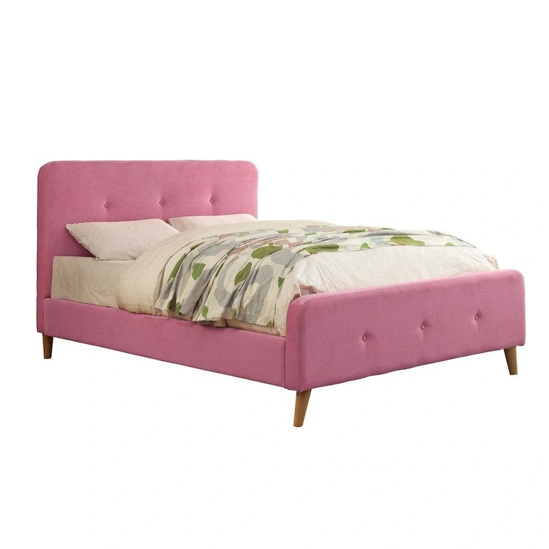 Letto moderno queen-size con base a piattaforma e testiera trapuntata in flanella