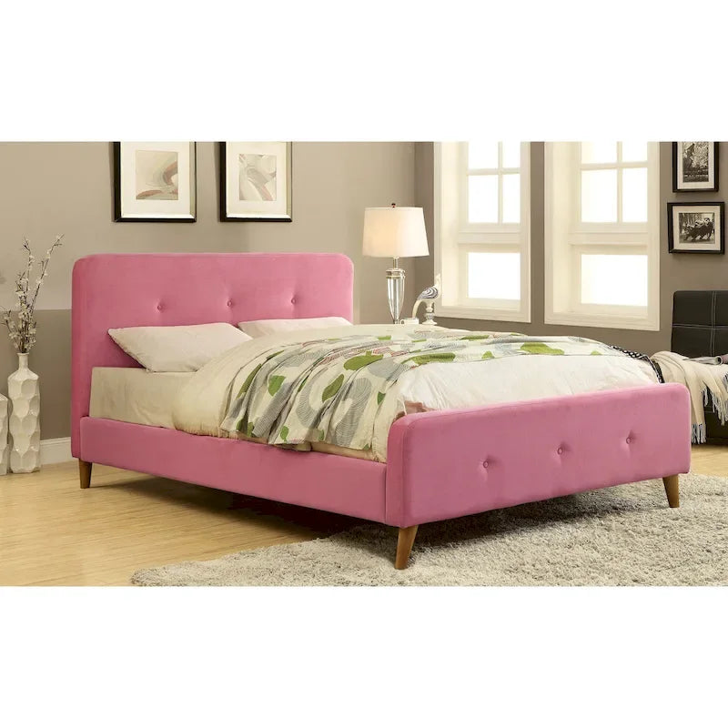 Letto moderno queen-size con base a piattaforma e testiera trapuntata in flanella