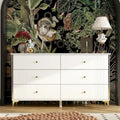 Commode blanche moderne à 6 tiroirs avec poignées dorées