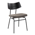 Moderne eetkamerstoel in mid-centurystijl met houten rugleuning en metalen frame (set van 2)