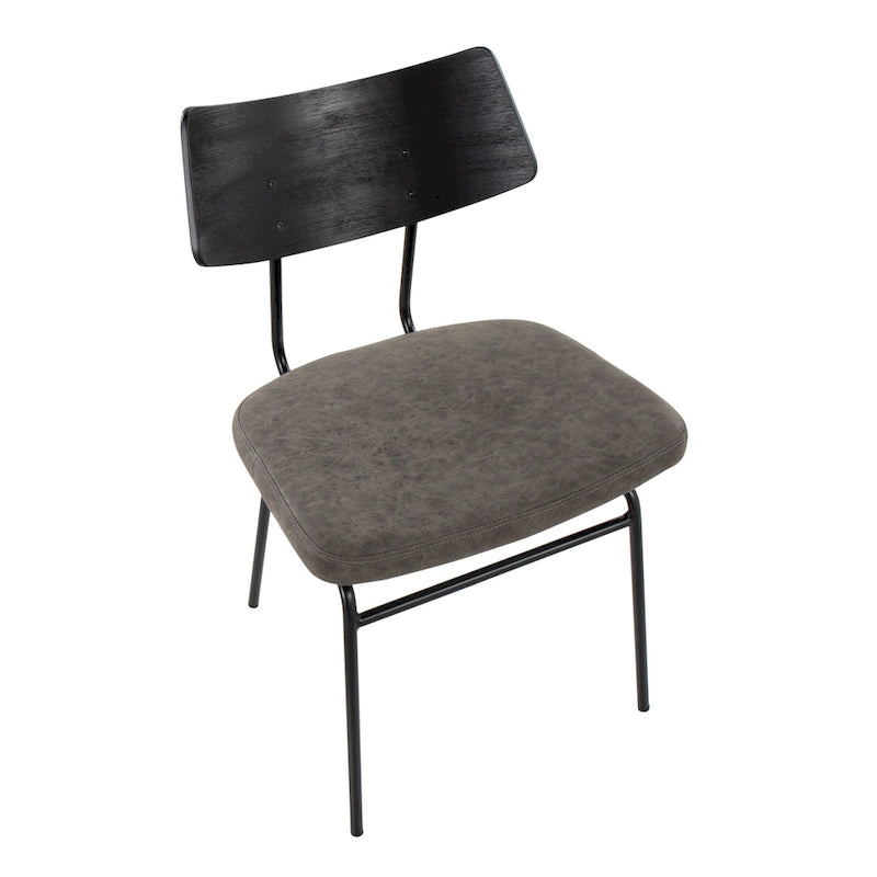Moderne eetkamerstoel in mid-centurystijl met houten rugleuning en metalen frame (set van 2)