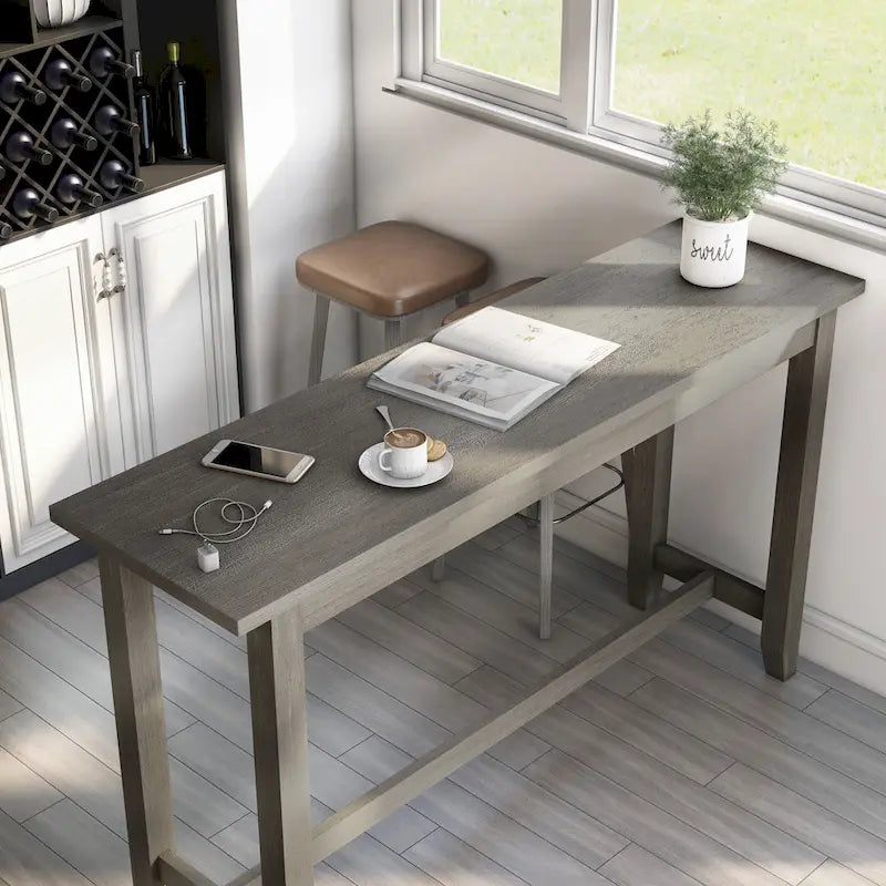 64-inch Contemporary Counter Height Table with Built-in USB Port