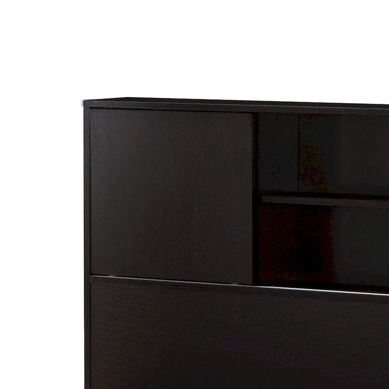 Testiera per letto singolo con libreria e 2 ante scorrevoli, rosso cacao