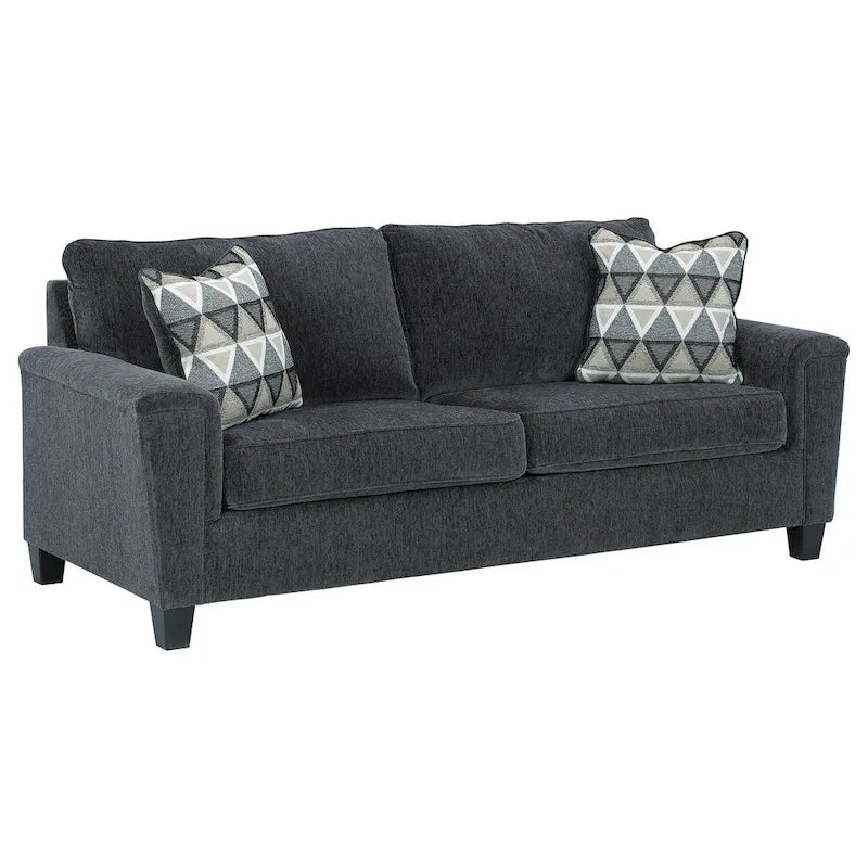 Współczesna sofa z szenilu z podłokietnikami typu track - 89W x 38D x 39H