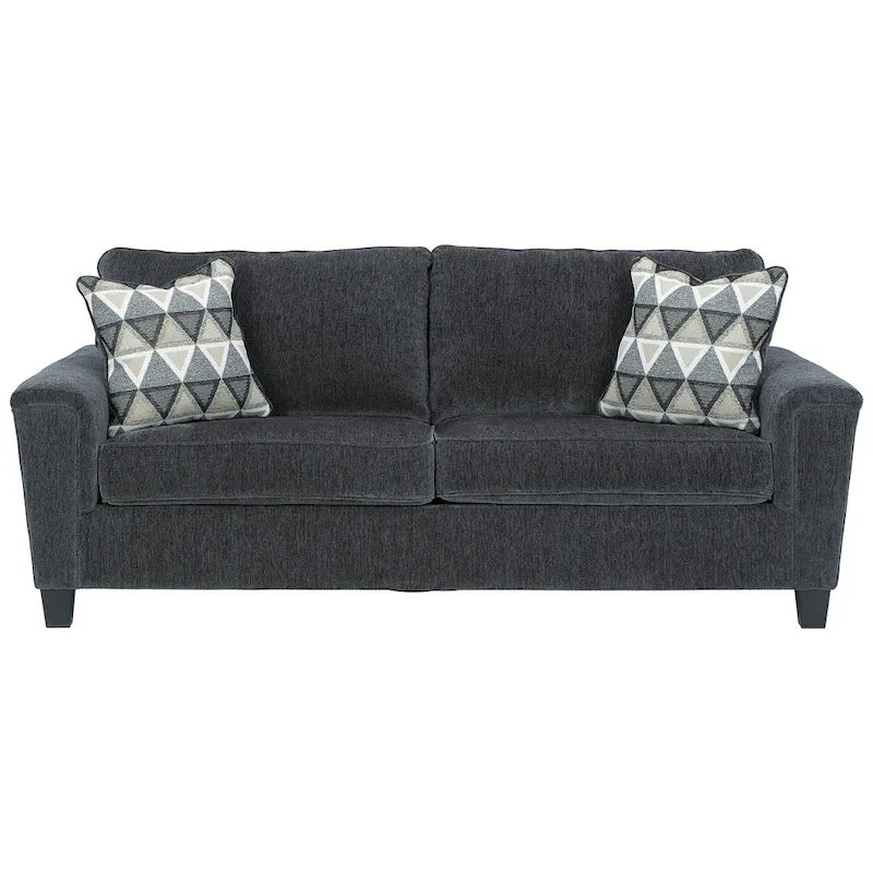Divano contemporaneo in ciniglia con braccioli lineari - 89W x 38D x 39H