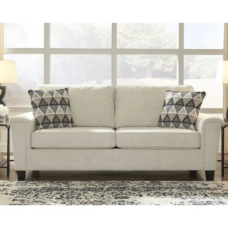 Divano contemporaneo in ciniglia con braccioli lineari - 89W x 38D x 39H