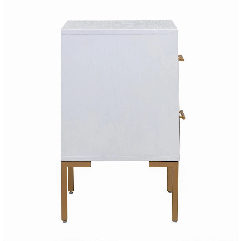 Side Table with Chevron Design and Gold Legs