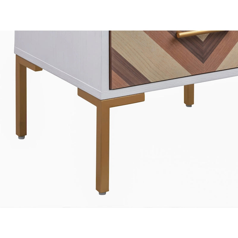 Side Table with Chevron Design and Gold Legs