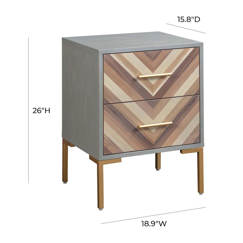 Side Table with Chevron Design and Gold Legs