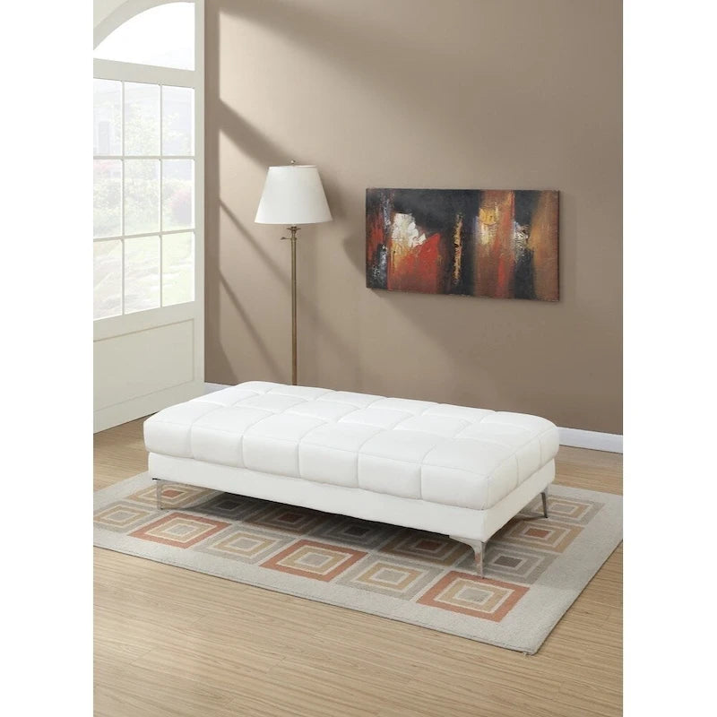 Modish Bonded Leather Ottoman In White