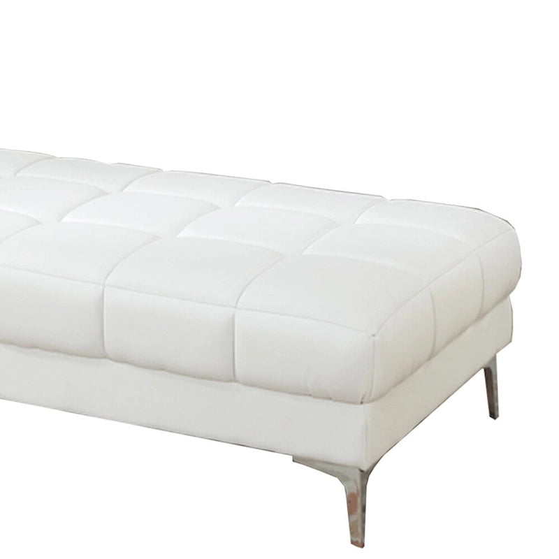 Pouf elegante in similpelle bianca