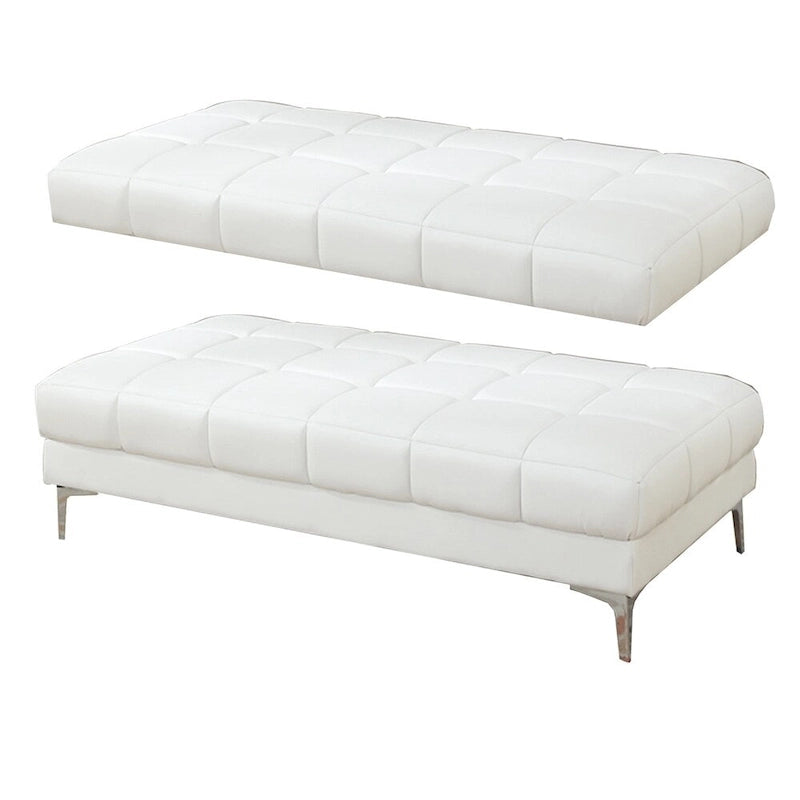 Pouf elegante in similpelle bianca