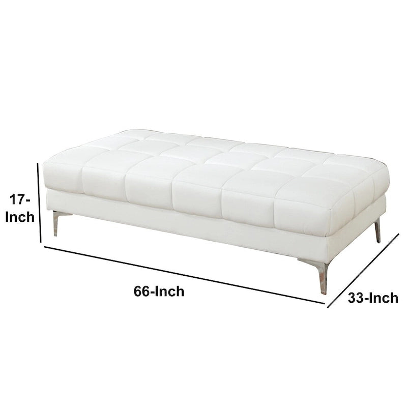 Pouf elegante in similpelle bianca