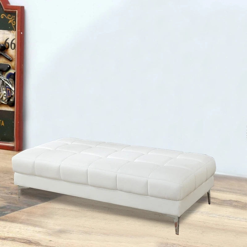 Pouf elegante in similpelle bianca