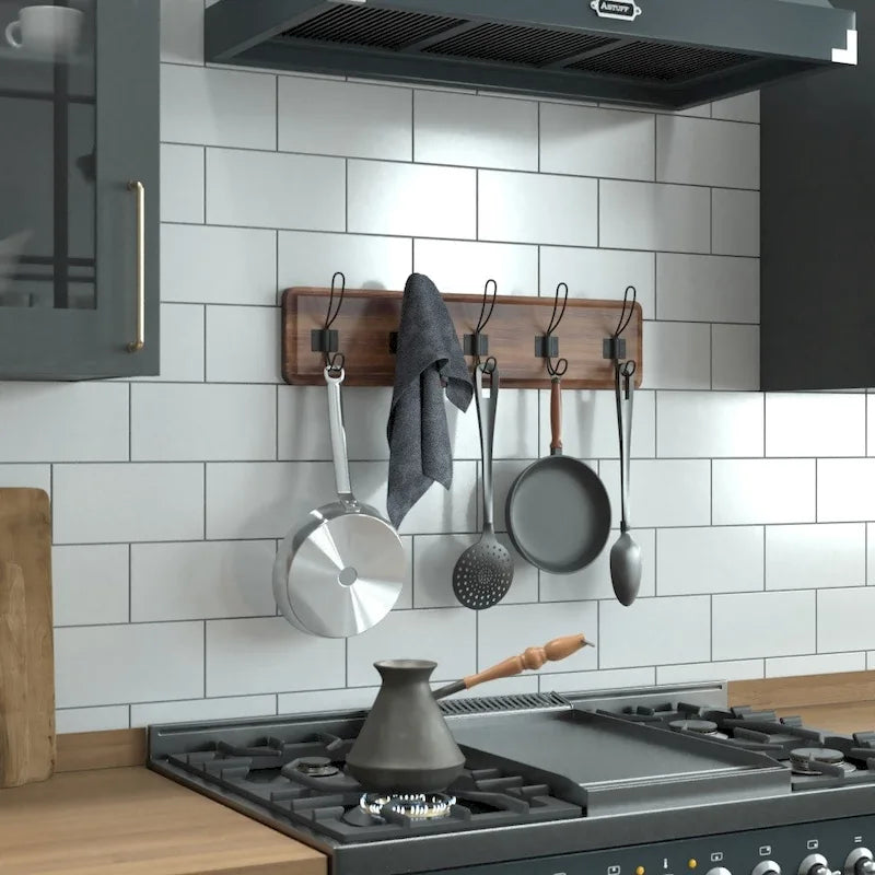 Wall Mounted Storage Rack with Upper Shelf and Storage Hooks