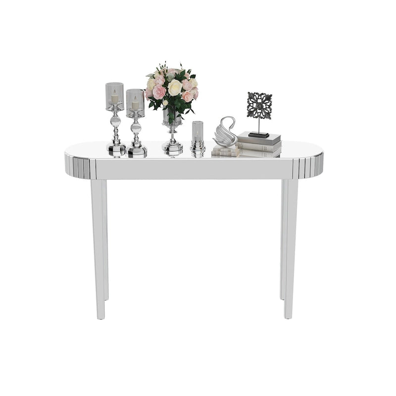 Tavolo consolle a specchio, tavolo d’ingresso argentato - 47.2x12.6x31.5 pollici