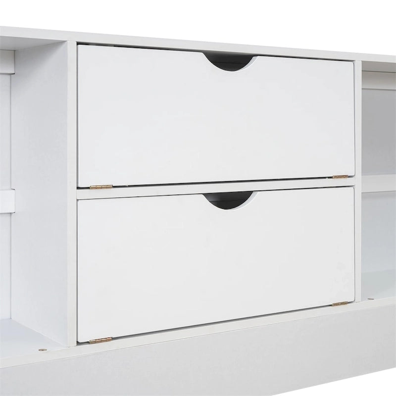 Letto a piattaforma matrimoniale con testiera contenitore e 8 cassetti