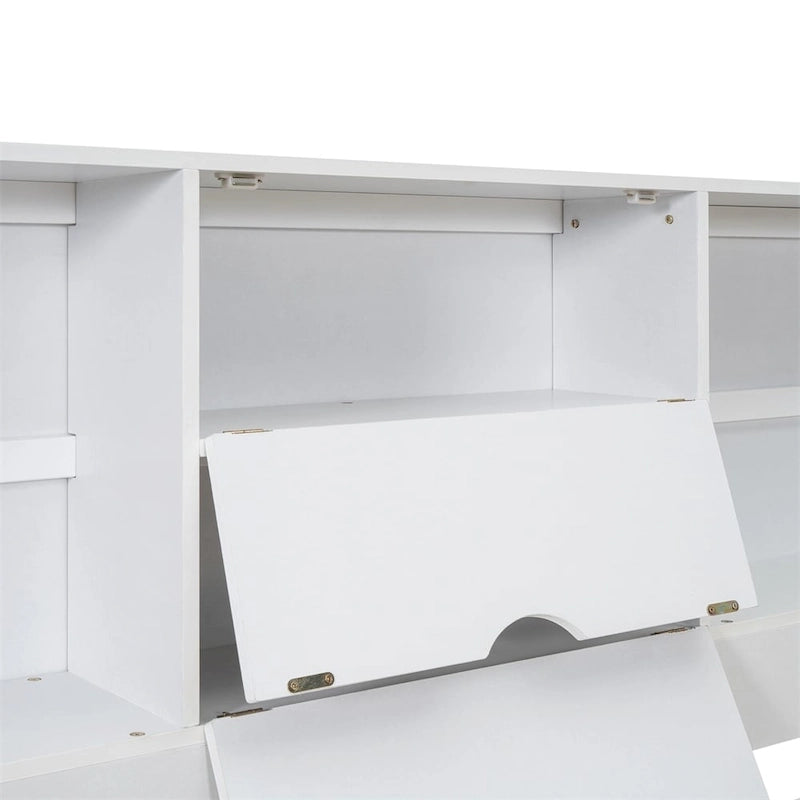 Letto a piattaforma matrimoniale con testiera contenitore e 8 cassetti
