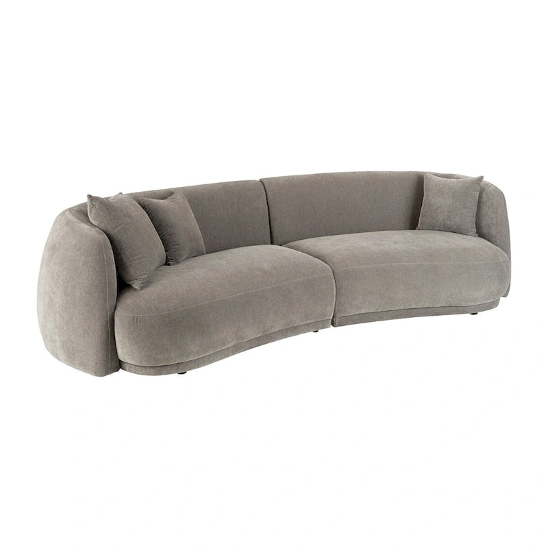 Divano moderno neutro curvo rettangolare a 4 posti - 117 x 49 x 31