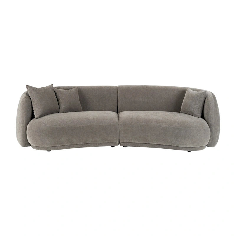 Neutralna, nowoczesna, prostokątna sofa 4-osobowa o zaokrąglonym kształcie - 117 x 49 x 31
