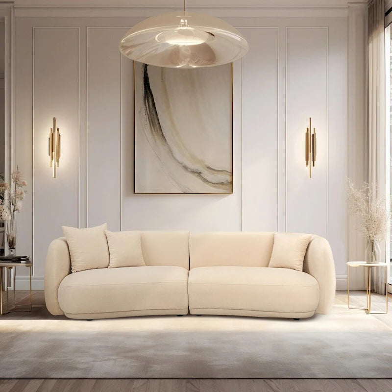 Divano moderno neutro curvo rettangolare a 4 posti - 117 x 49 x 31