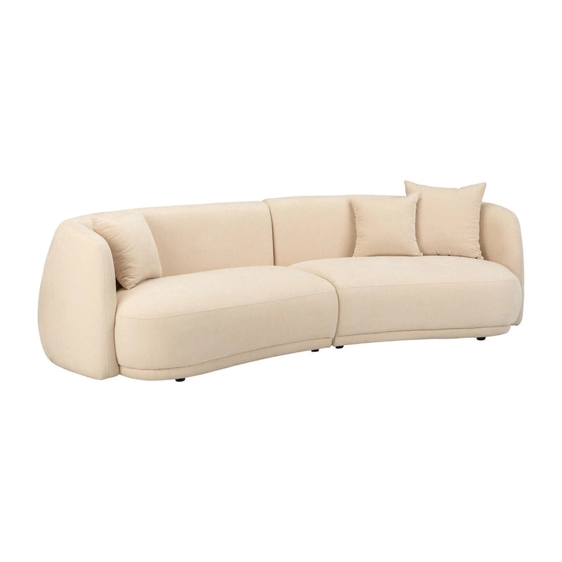 Divano moderno neutro curvo rettangolare a 4 posti - 117 x 49 x 31