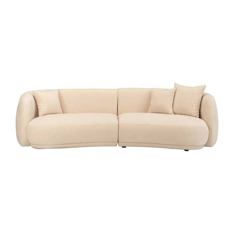 Divano moderno neutro curvo rettangolare a 4 posti - 117 x 49 x 31