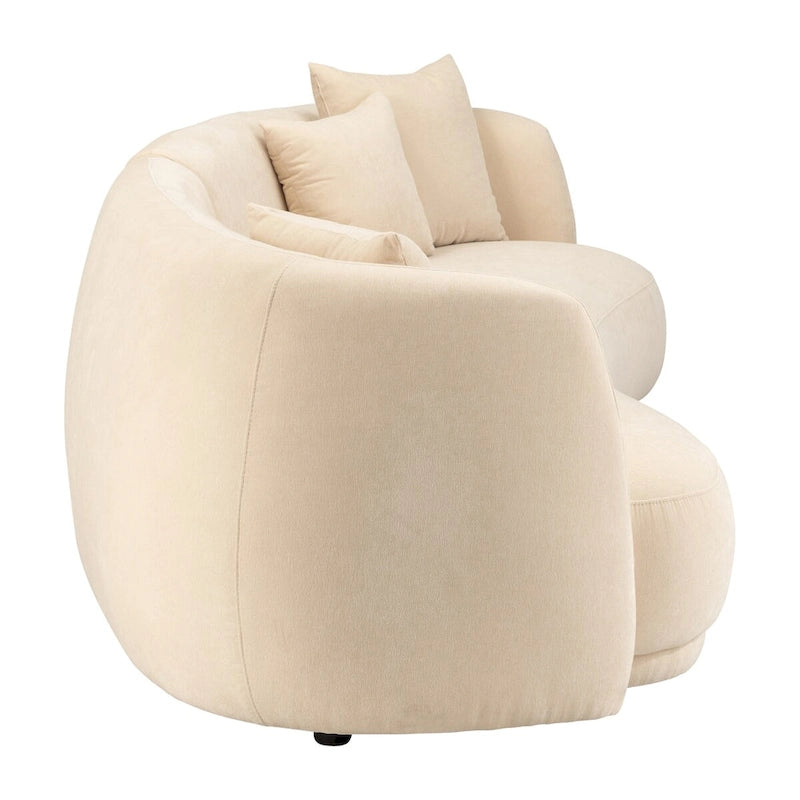 Divano moderno neutro curvo rettangolare a 4 posti - 117 x 49 x 31