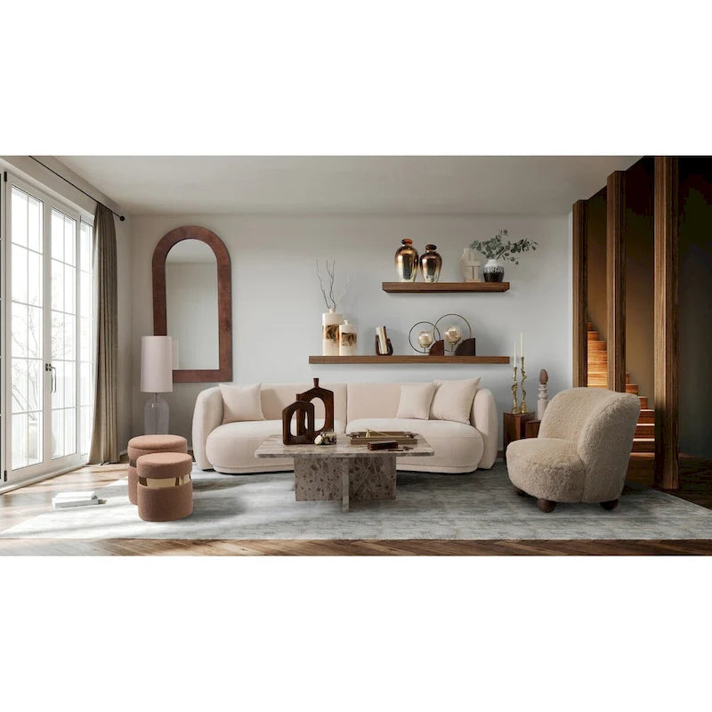 Divano moderno neutro curvo rettangolare a 4 posti - 117 x 49 x 31