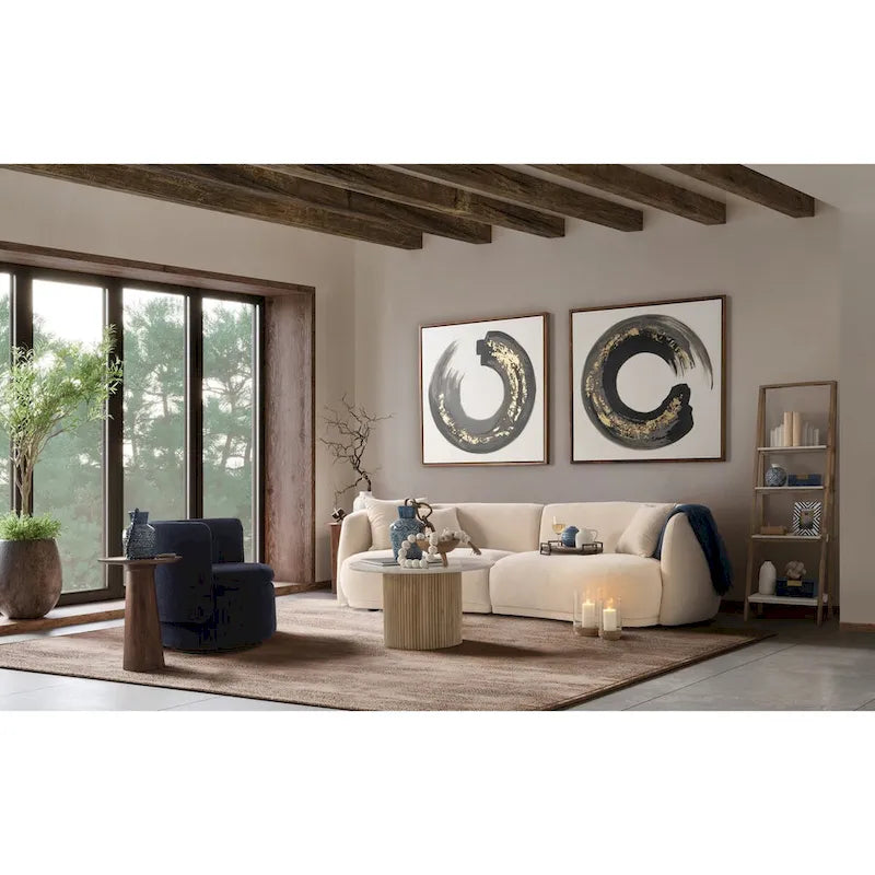 Divano moderno neutro curvo rettangolare a 4 posti - 117 x 49 x 31