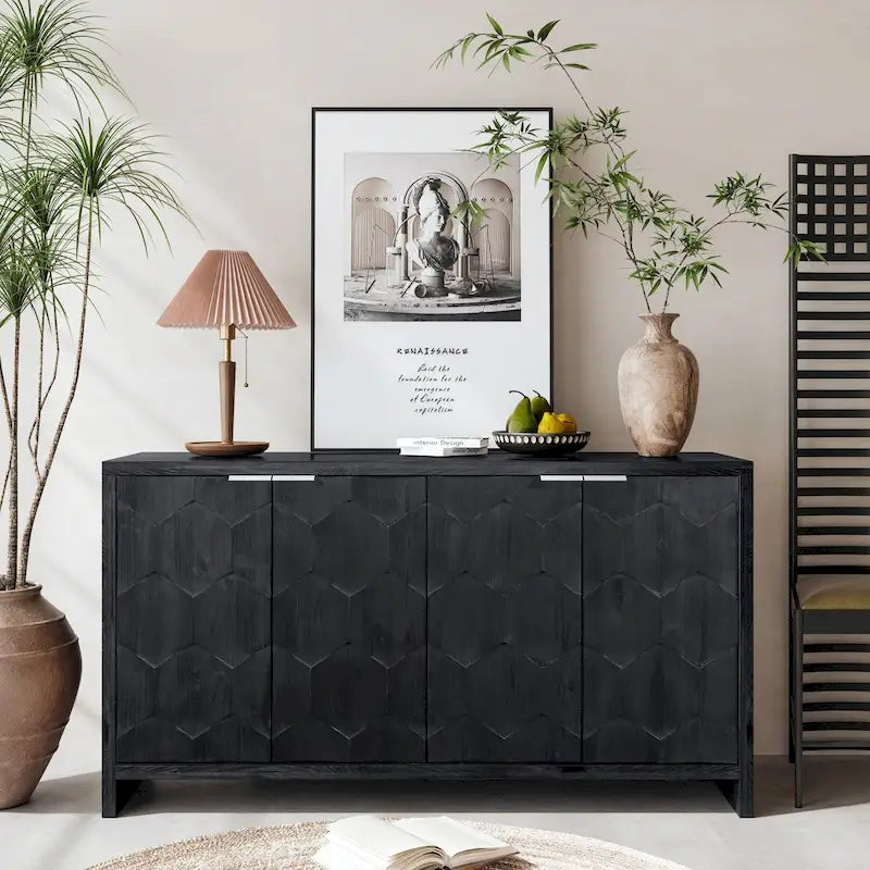 Sideboard-Buffetschrank im Landhausstil mit 4 Türen aus Holz