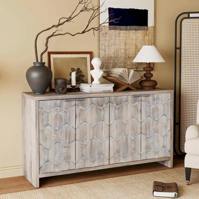 Sideboard-Buffetschrank im Landhausstil mit 4 Türen aus Holz