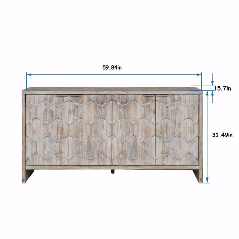 Sideboard-Buffetschrank im Landhausstil mit 4 Türen aus Holz