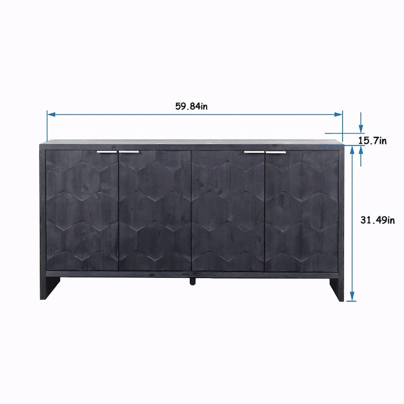 Sideboard-Buffetschrank im Landhausstil mit 4 Türen aus Holz