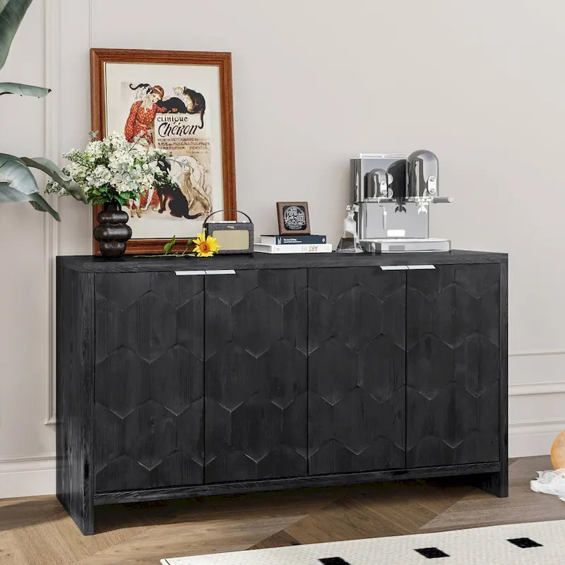 Sideboard-Buffetschrank im Landhausstil mit 4 Türen aus Holz