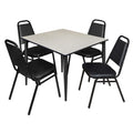 Vierkante kantinetafel van 48 met 4 stapelbare restaurantstoelen - esdoorn/zwart