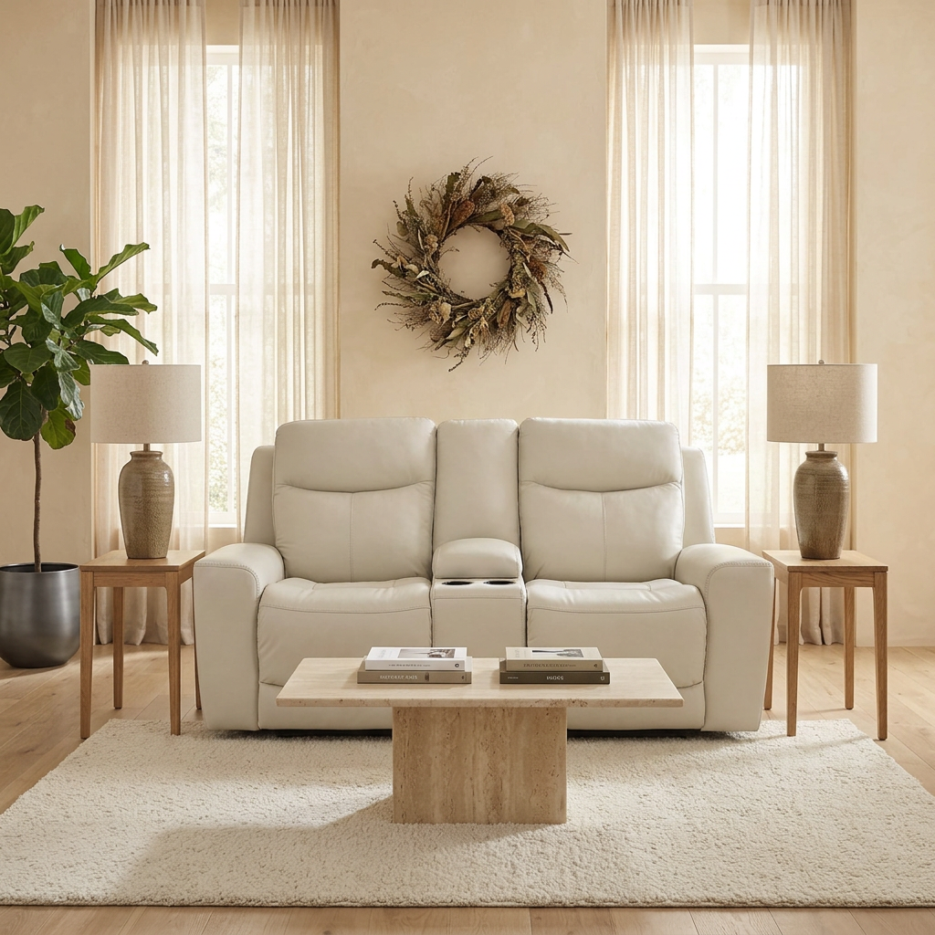 米白皮革电动沙发场景